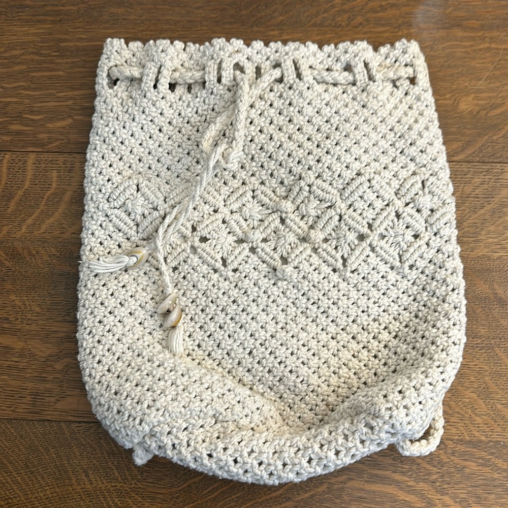 Crochet drawstring bag